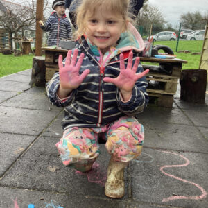 Antony School child chalk fun