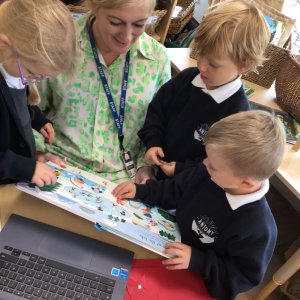 Antony School children with Cathy EYFS Lead