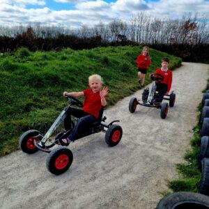 Braddock Primary Pupils using go kart track