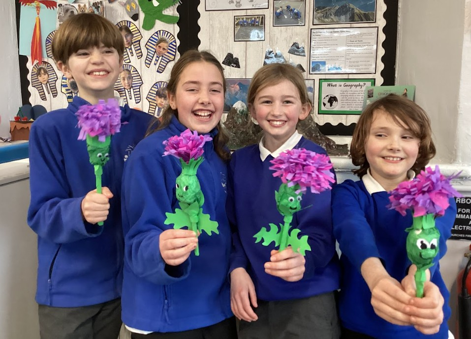 Lerryn Primary School Pupils craft for Burns Night