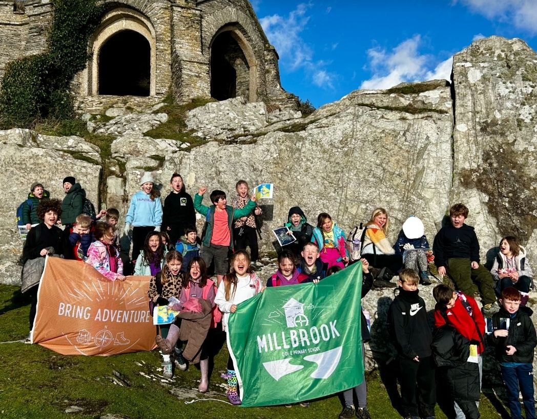 Millbrook Primary School outdoor adventure with flags