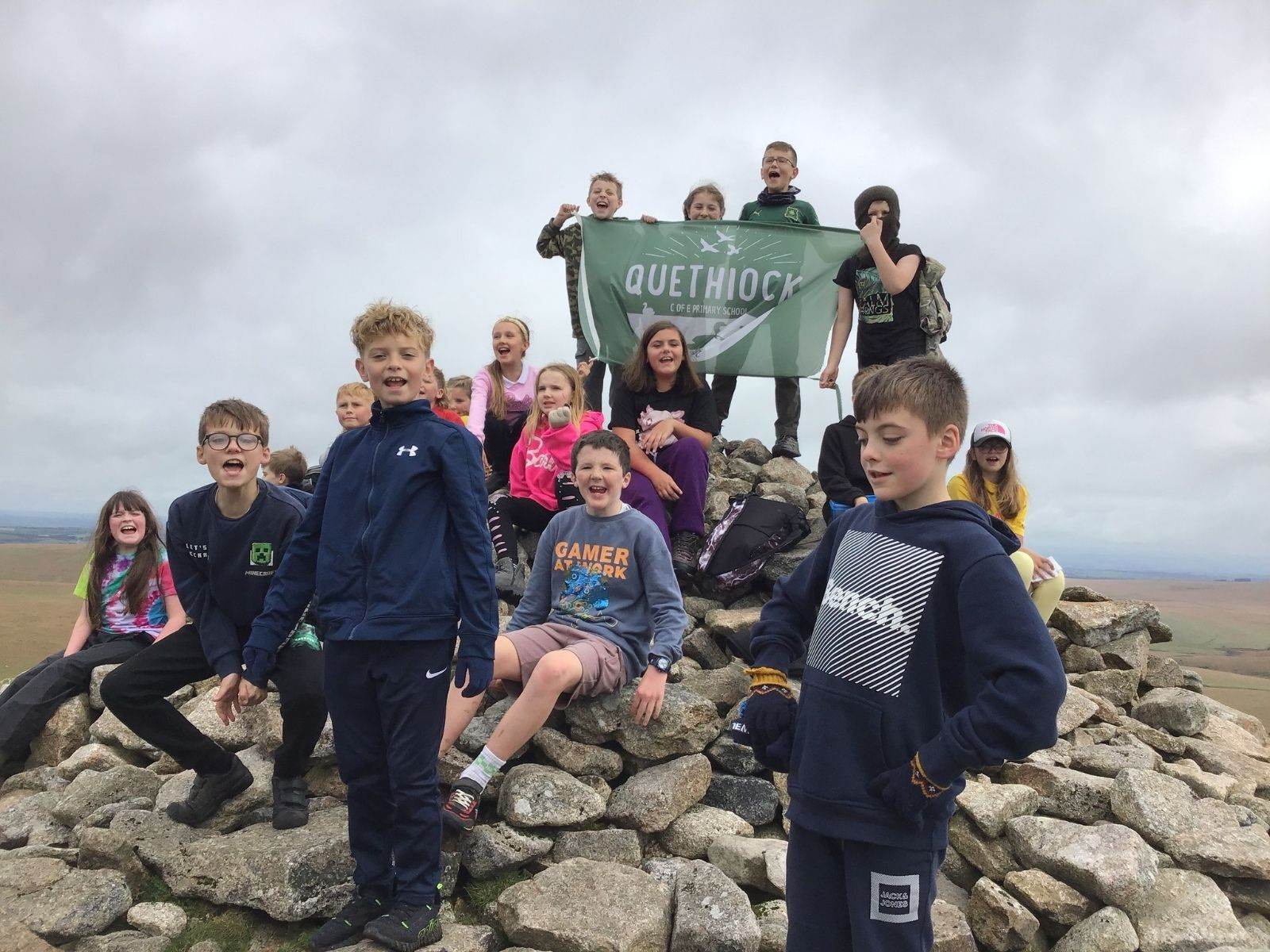 Quethiock Primary School Pupils on the summit