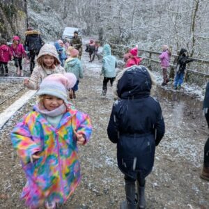 St Germans Primary Pupils on snowy walk