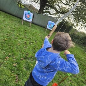 St Mabyn School pupil practising archery