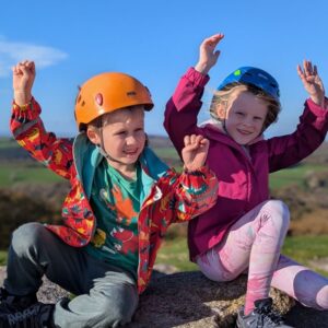 St Mabyn School pupils celebrating the peak