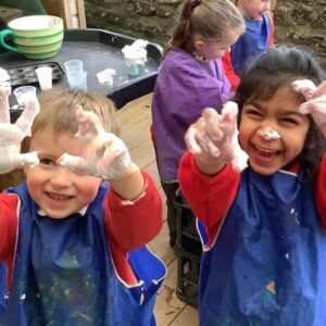 St Mabyn School pupils messy play