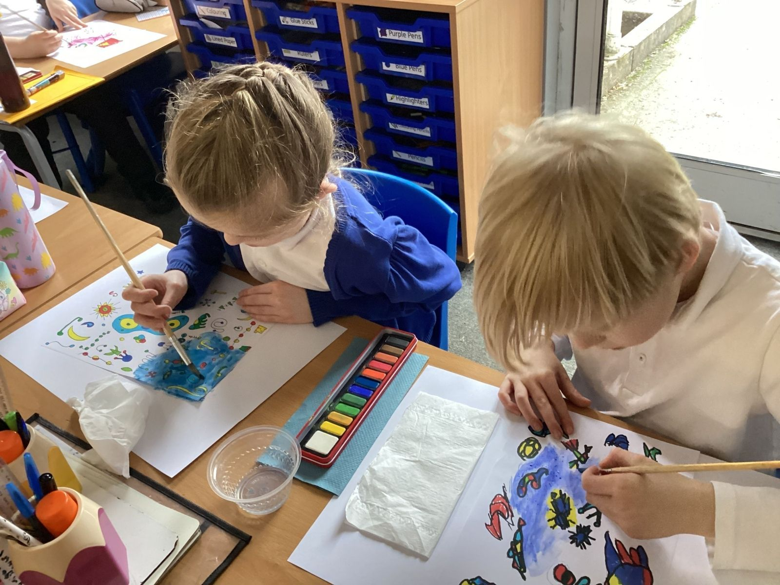 St Martin's Primary School pupils painting