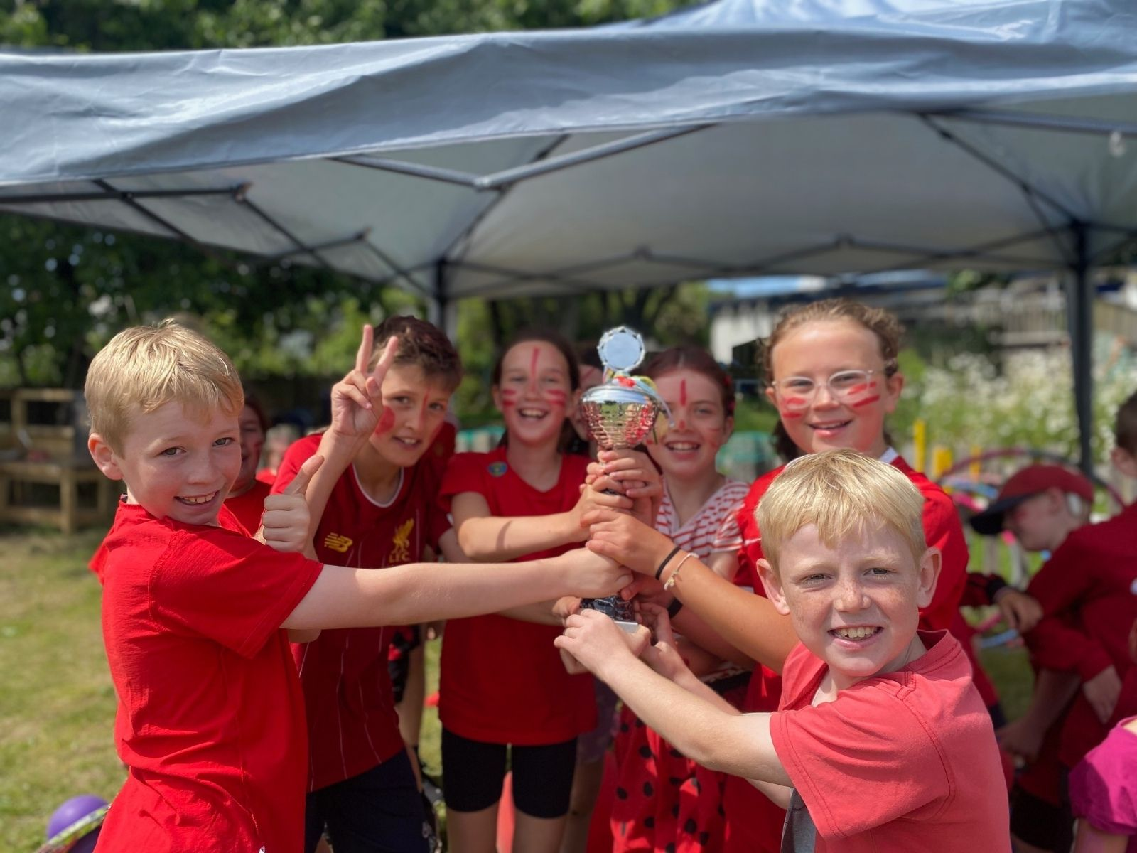 St Nicolas Primary School Pupils with winning trophy