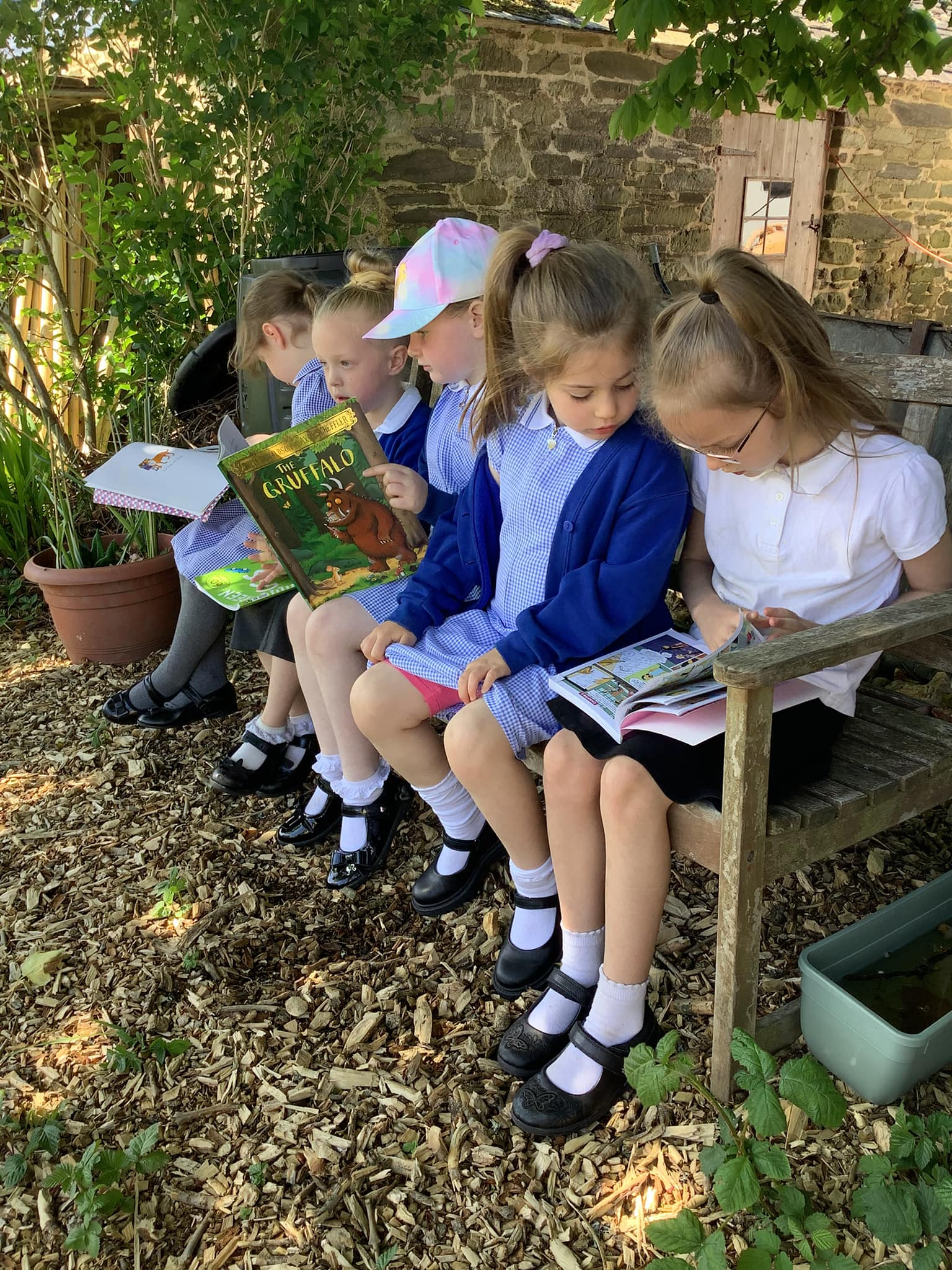 St Tudy Primary School Pupils reading