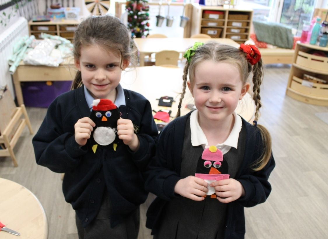 St Winnow Primary School Pupils with penguin craft